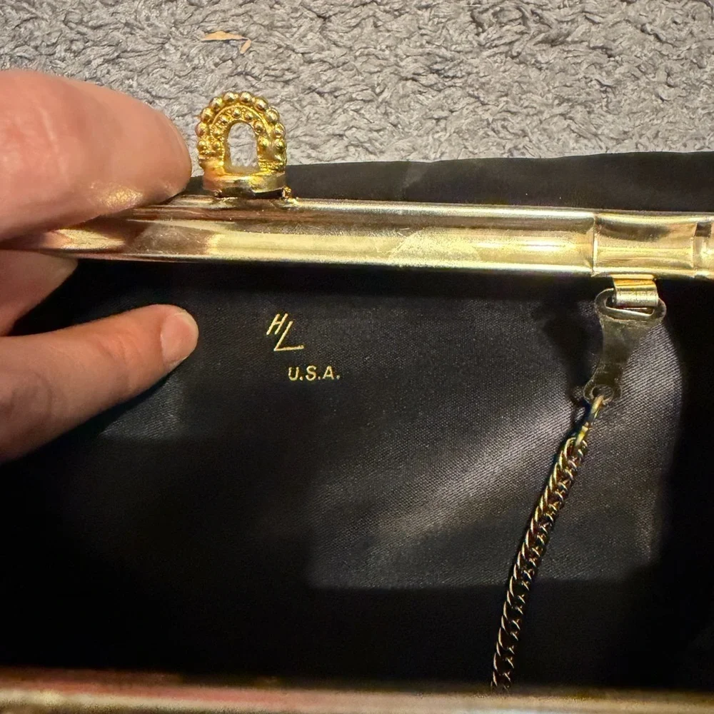 Vintage Henry Levine Black Jewel-Embellished Clutch